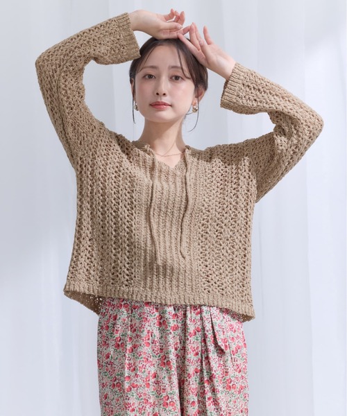 COHINA(コヒナ)の「2wayテープヤーンパターンニット 【低身長・小柄女性】(ニット/セーター・レディース・アイボリー/ベージュ・ONE SIZE)」の21枚目の写真
