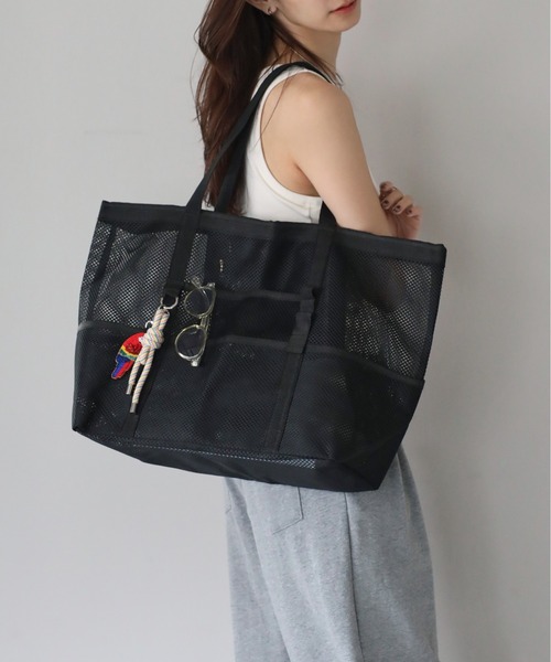 &MARKS(アンドマークス)の「N33 【大容量・軽量】 メッシュトートバッグ エコバッグ プールバッグ ジムバッグ ビーチバッグ 多収納(トートバッグ・レディース・オフホワイト/グレー/カーキ/ブラック・FREE)」の1枚目の写真