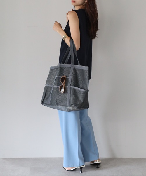 &MARKS(アンドマークス)の「N33 【大容量・軽量】 メッシュトートバッグ エコバッグ プールバッグ ジムバッグ ビーチバッグ 多収納(トートバッグ・レディース・オフホワイト/グレー/カーキ/ブラック・FREE)」の22枚目の写真