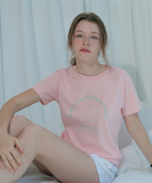 Dog Lettering Art Work Printing T-shirt (Pink)