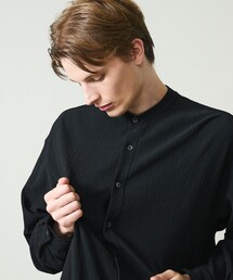 ABAHOUSE（アバハウス）の「プリーツ ストライプ バンドカラーシャツ   楊柳 ストレッチ（シャツ/ブラウス）」