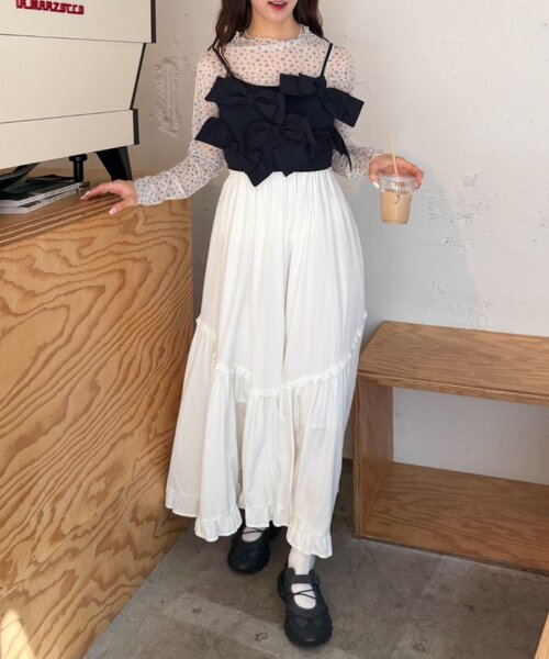 w closet(ダブルクローゼット)の「リボンビスチェキャミ(シャツ/ブラウス・レディース・グリーン/ネイビー/レッド・FREE)」の12枚目の写真