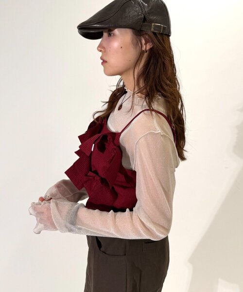 w closet(ダブルクローゼット)の「リボンビスチェキャミ(シャツ/ブラウス・レディース・グリーン/ネイビー/レッド・FREE)」の17枚目の写真
