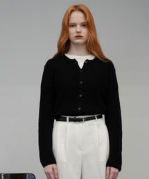 Mohair Round Knit Cardigan (Black)