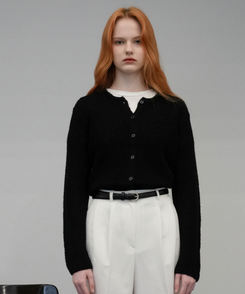 VLETI(ブレッティ)の「Mohair Round Knit Cardigan (Black)(カーディガン/ボレロ・レディース・ブラック・FREE)」の1枚目の写真
