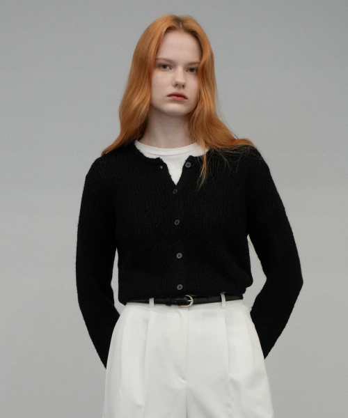 VLETI(ブレッティ)の「Mohair Round Knit Cardigan (Black)(カーディガン/ボレロ・レディース・ブラック・FREE)」の2枚目の写真