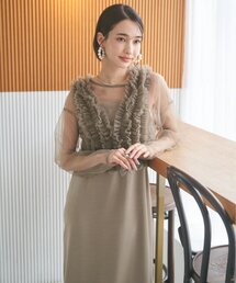 3セット!オンもオフも【nane】チュールビスチェ+キャミワンピ+シアートップス