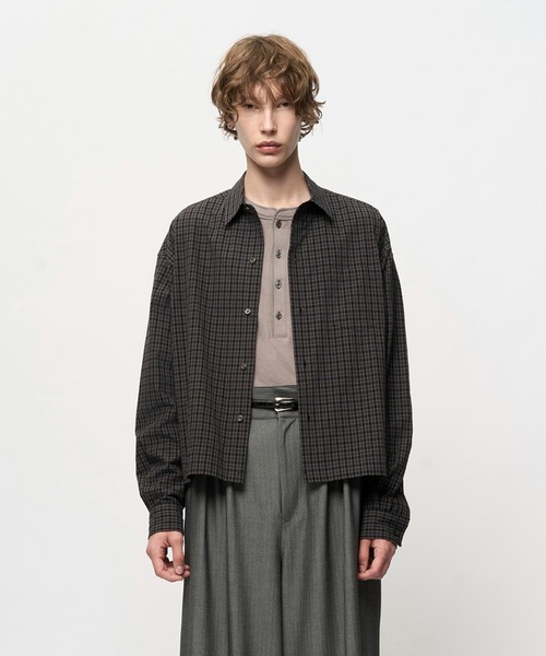 WASHED MINI CHECK CROPPED SHIRT — укороченная рубашка в мелкую клетку, эффект 'варки'