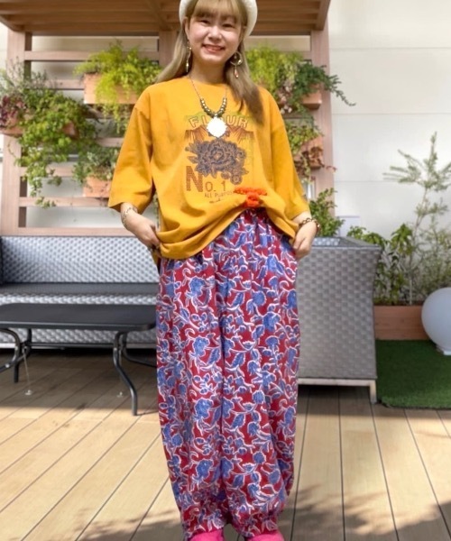 チャイハネ(チャイハネ)の「【チャイハネ】インド綿エスニックプリント バルーンパンツ(その他パンツ・レディース・ネイビー/ブラック/ホワイト/ターコイズブルー/ピンク/レッド・FREE)」の8枚目の写真