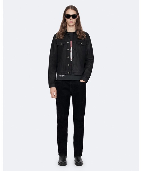 ALLSAINTS(オールセインツ)の「FITTED WAXED DENIM TRUCKER JACKET | FITTED ワックス デニム トラッカー ジャケット(デニムジャケット・メンズ・ブラック系その他・L/M/S/XS)」の2枚目の写真