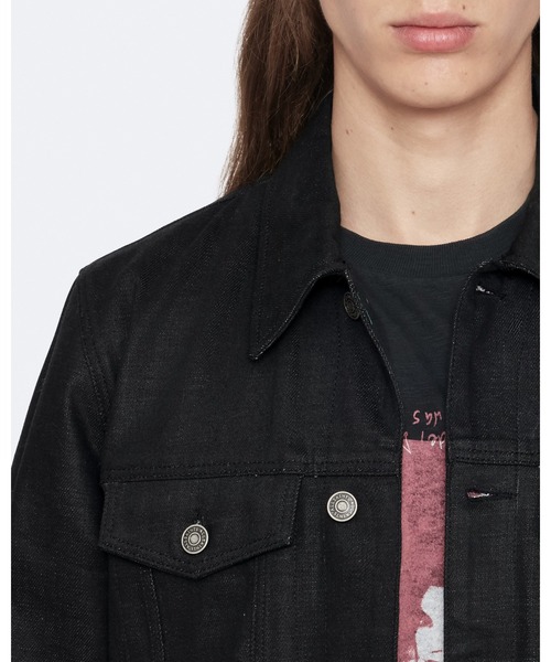 ALLSAINTS(オールセインツ)の「FITTED WAXED DENIM TRUCKER JACKET | FITTED ワックス デニム トラッカー ジャケット(デニムジャケット・メンズ・ブラック系その他・L/M/S/XS)」の6枚目の写真