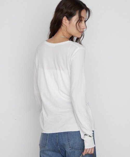 LOUNGEDRESS(ラウンジドレス)の「《レイヤードスタイル》キュプラコットンVカーディガン 秋服(カーディガン/ボレロ・レディース・ブラック/オフホワイト/モカ・FREE)」の7枚目の写真