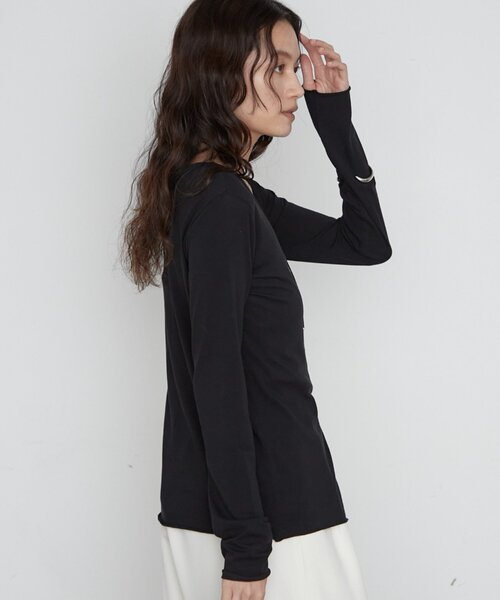 LOUNGEDRESS(ラウンジドレス)の「《レイヤードスタイル》キュプラコットンVカーディガン 秋服(カーディガン/ボレロ・レディース・ブラック/オフホワイト/モカ・FREE)」の12枚目の写真