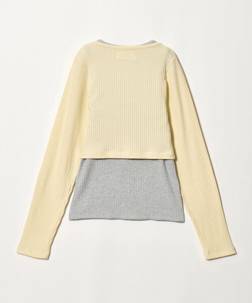 NICE WEATHER（ナイスウェザー）の「＜NICE WEATHER＞レイヤード リブニット カーディガン（ニット/セーター・レディース・ネイビー/クリーム・FREE）」の3枚目の写真