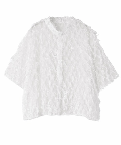 STYLE DELI(スタイルデリ)の「【DELI by】立体フリンジジャガードブラウス(シャツ/ブラウス・レディース・ホワイト/ブラック・M)」の8枚目の写真
