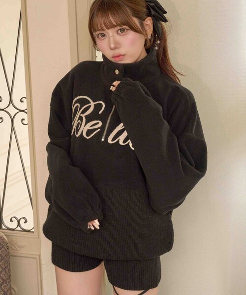 Belle Charme（ベルシャルム）の「【Belle Charme】Belle Logo Docking Fleece（ニット/セーター・レディース・ブラック/ベージュ/オフホワイト・FREE）」の19枚目の写真