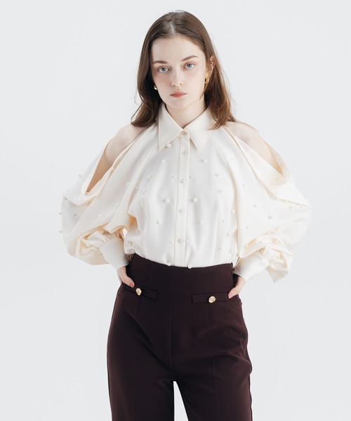 EIMY ISTOIRE(エイミーイストワール)の「PEARL SHIRTS(シャツ/ブラウス・レディース・ブラック/アイボリー・FREE)」の9枚目の写真