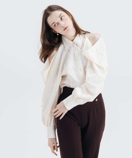 EIMY ISTOIRE(エイミーイストワール)の「PEARL SHIRTS(シャツ/ブラウス・レディース・ブラック/アイボリー・FREE)」の10枚目の写真