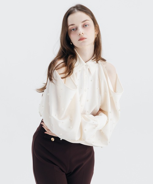 EIMY ISTOIRE(エイミーイストワール)の「PEARL SHIRTS(シャツ/ブラウス・レディース・ブラック/アイボリー・FREE)」の11枚目の写真