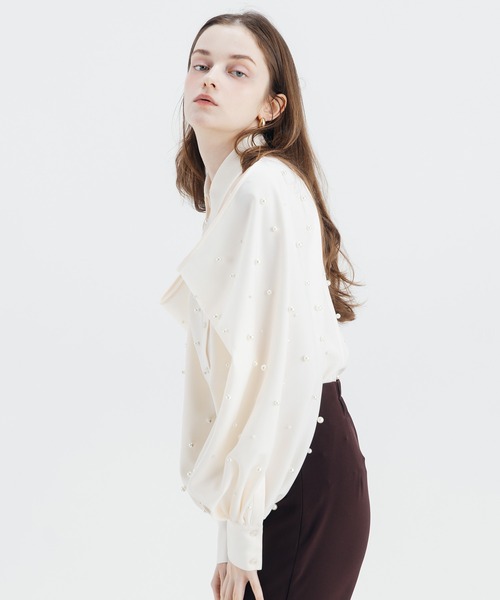 EIMY ISTOIRE(エイミーイストワール)の「PEARL SHIRTS(シャツ/ブラウス・レディース・ブラック/アイボリー・FREE)」の12枚目の写真