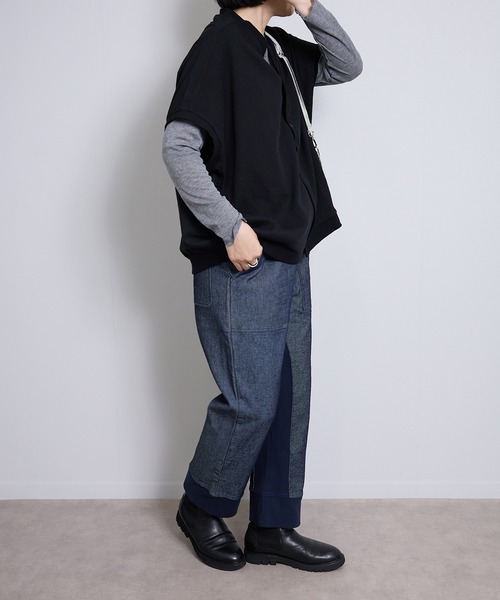 vent blanc(ヴァンブラン)の「ヴァンブラン vent blanc コンビネーション デザインパンツ(スウェットパンツ・レディース・ベージュ/インディゴブルー・FREE)」の21枚目の写真