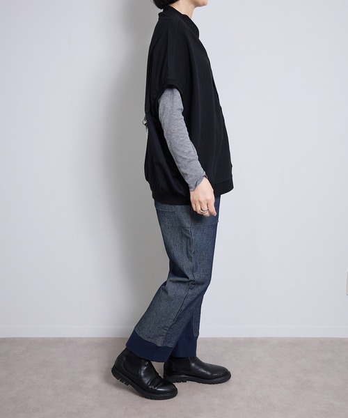 vent blanc(ヴァンブラン)の「ヴァンブラン vent blanc コンビネーション デザインパンツ(スウェットパンツ・レディース・ベージュ/インディゴブルー・FREE)」の22枚目の写真
