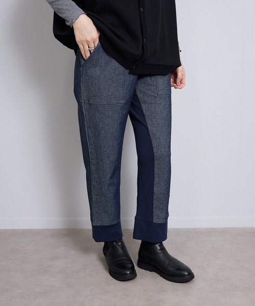 vent blanc(ヴァンブラン)の「ヴァンブラン vent blanc コンビネーション デザインパンツ(スウェットパンツ・レディース・ベージュ/インディゴブルー・FREE)」の12枚目の写真