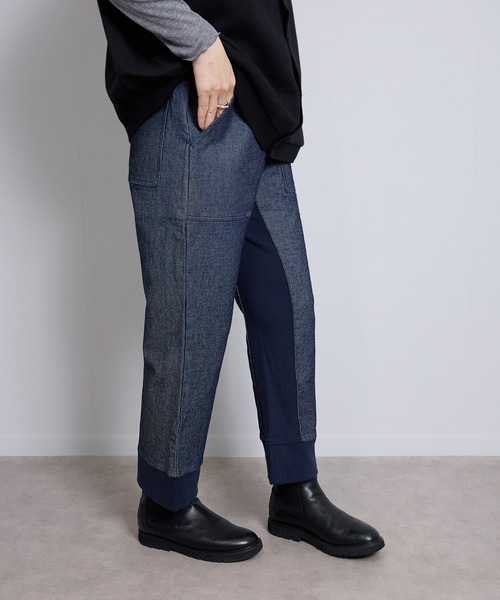 vent blanc(ヴァンブラン)の「ヴァンブラン vent blanc コンビネーション デザインパンツ(スウェットパンツ・レディース・ベージュ/インディゴブルー・FREE)」の13枚目の写真