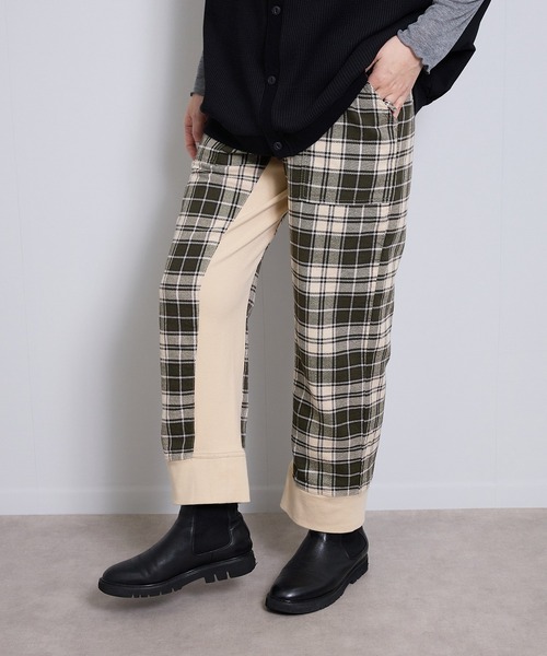 vent blanc(ヴァンブラン)の「ヴァンブラン vent blanc コンビネーション デザインパンツ(スウェットパンツ・レディース・ベージュ/インディゴブルー・FREE)」の3枚目の写真
