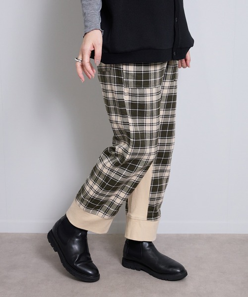 vent blanc(ヴァンブラン)の「ヴァンブラン vent blanc コンビネーション デザインパンツ(スウェットパンツ・レディース・ベージュ/インディゴブルー・FREE)」の6枚目の写真