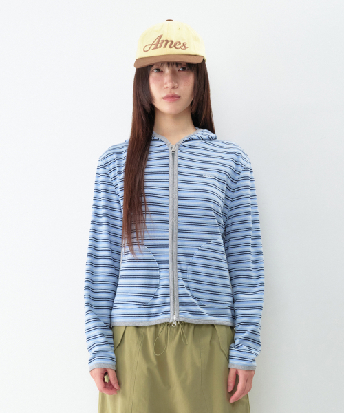 AMESWORLDWIDE(アメスワールドワイド)の「ストライプ ソフトフーディ ジップアップ ブルー(パーカー・レディース・その他・SMALL/MEDIUM)」の6枚目の写真
