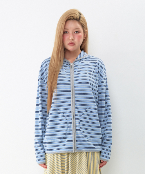AMESWORLDWIDE(アメスワールドワイド)の「ストライプ ソフトフーディ ジップアップ ブルー(パーカー・レディース・その他・SMALL/MEDIUM)」の7枚目の写真