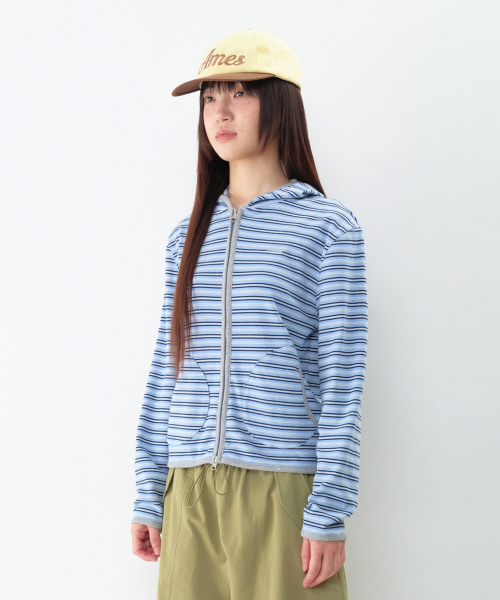 AMESWORLDWIDE(アメスワールドワイド)の「ストライプ ソフトフーディ ジップアップ ブルー(パーカー・レディース・その他・SMALL/MEDIUM)」の8枚目の写真