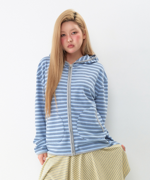 AMESWORLDWIDE(アメスワールドワイド)の「ストライプ ソフトフーディ ジップアップ ブルー(パーカー・レディース・その他・SMALL/MEDIUM)」の11枚目の写真