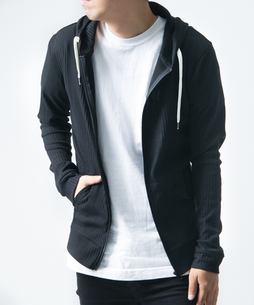 GGD（ジージーディー）の「FULL GLOW / ランダムテレコ長袖パーカー（パーカー・メンズ・グレー/ホワイト/ブラック/ワインレッド・XL/M/L）」の2枚目の写真