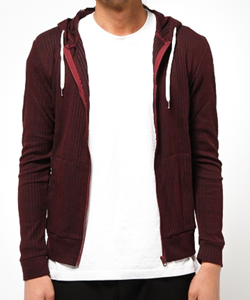 GGD（ジージーディー）の「FULL GLOW / ランダムテレコ長袖パーカー（パーカー・メンズ・グレー/ホワイト/ブラック/ワインレッド・XL/M/L）」の4枚目の写真