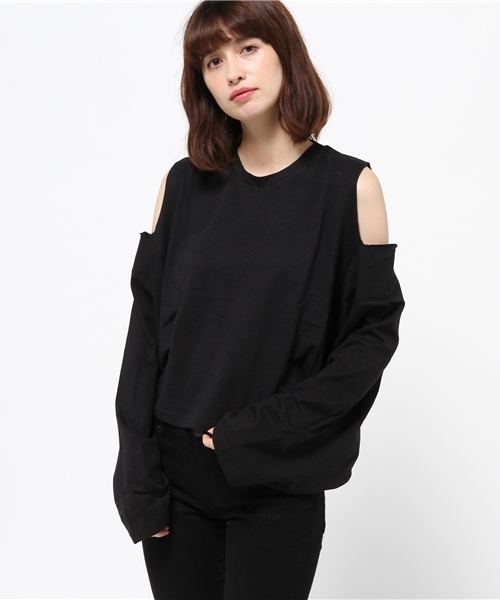 SLY（スライ）の「2WAY TOPS2（Tシャツ/カットソー・レディース・トップグレー/ブラック/ワインレッド/ホワイト・FREE）」の3枚目の写真