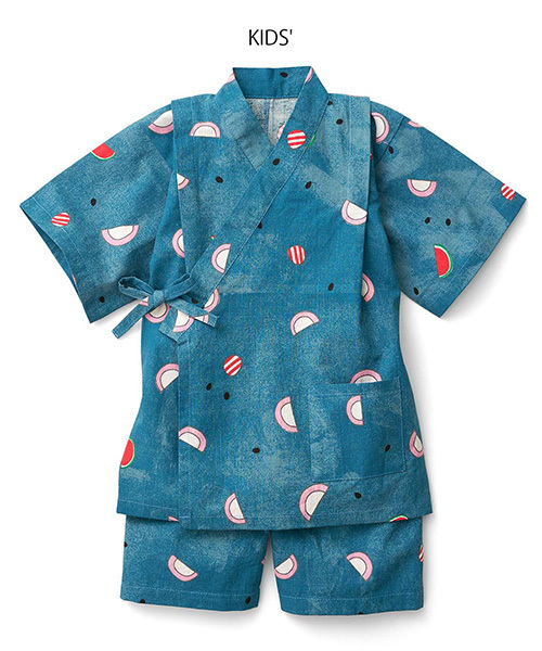 Kraso（クラソ）の「【特大HIT甚平に新カラーが登場★】京都Ｓｕｂｉｋｉａｗａ食器店さんとつくった　かまぼこ柄のじんべい（浴衣・キッズ・ブルー・12/10/13/9/11）」の6枚目の写真