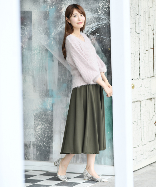 rps（アールピーエス）の「フェザーリブＶネック長袖ニットプルオーバー（ニット/セーター・レディース・ピンク/アイボリー/杢グレー/マスタード/ボルドー・M）」の6枚目の写真