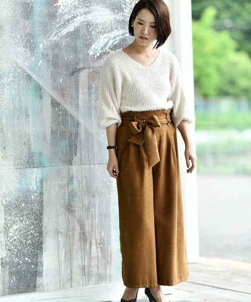 rps（アールピーエス）の「フェザーリブＶネック長袖ニットプルオーバー（ニット/セーター・レディース・ピンク/アイボリー/杢グレー/マスタード/ボルドー・M）」の9枚目の写真