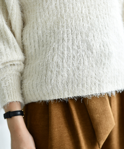 rps（アールピーエス）の「フェザーリブＶネック長袖ニットプルオーバー（ニット/セーター・レディース・ピンク/アイボリー/杢グレー/マスタード/ボルドー・M）」の13枚目の写真