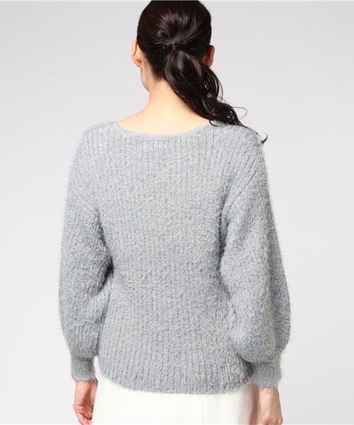 rps（アールピーエス）の「フェザーリブＶネック長袖ニットプルオーバー（ニット/セーター・レディース・ピンク/アイボリー/杢グレー/マスタード/ボルドー・M）」の15枚目の写真