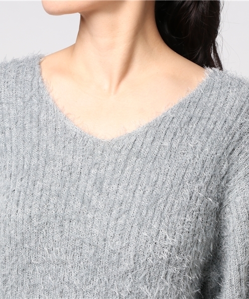 rps（アールピーエス）の「フェザーリブＶネック長袖ニットプルオーバー（ニット/セーター・レディース・ピンク/アイボリー/杢グレー/マスタード/ボルドー・M）」の16枚目の写真