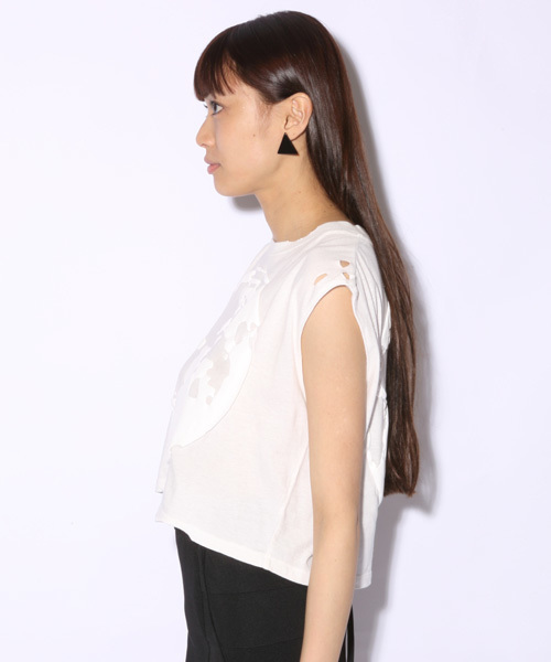 i（アイ）の「【i】　月　地球　ショートT（Tシャツ/カットソー・レディース・ホワイト/ブラック・ﾌﾘ-）」の3枚目の写真