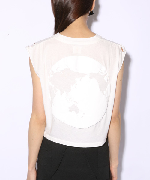 i（アイ）の「【i】　月　地球　ショートT（Tシャツ/カットソー・レディース・ホワイト/ブラック・ﾌﾘ-）」の4枚目の写真