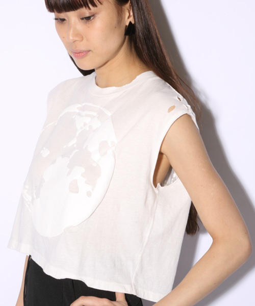 i（アイ）の「【i】　月　地球　ショートT（Tシャツ/カットソー・レディース・ホワイト/ブラック・ﾌﾘ-）」の6枚目の写真