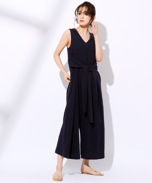 CIAOPANIC(チャオパニック)の「リネン混ウエストリボンサロペット(サロペット/オーバーオール・レディース・ベージュ/ネイビー・FREE)」の15枚目の写真