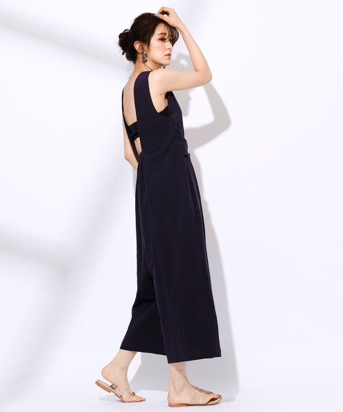 CIAOPANIC(チャオパニック)の「リネン混ウエストリボンサロペット(サロペット/オーバーオール・レディース・ベージュ/ネイビー・FREE)」の11枚目の写真