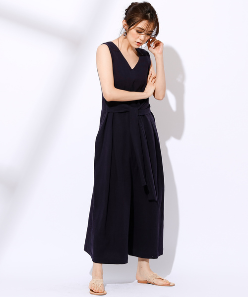 CIAOPANIC(チャオパニック)の「リネン混ウエストリボンサロペット(サロペット/オーバーオール・レディース・ベージュ/ネイビー・FREE)」の18枚目の写真