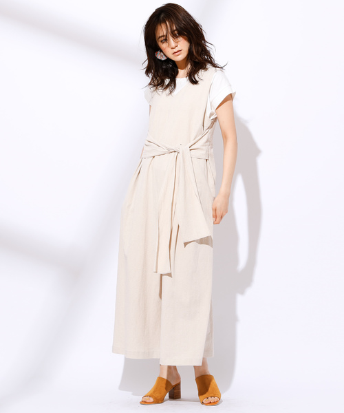 CIAOPANIC(チャオパニック)の「リネン混ウエストリボンサロペット(サロペット/オーバーオール・レディース・ベージュ/ネイビー・FREE)」の19枚目の写真